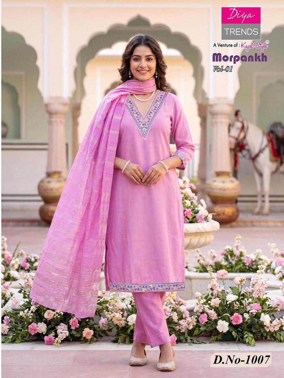 Morpankh Vol 1 Diya Trends Vertican Readymade Pant Style Suits Supplier