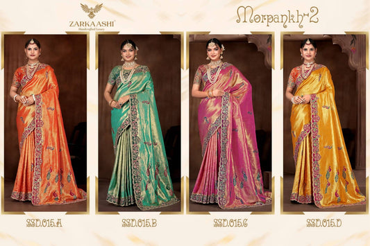 Morpankh Vol 2 Zarkaashi Tissue Sarees Wholesaler