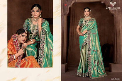 Morpankh Vol 2 Zarkaashi Tissue Sarees Wholesaler