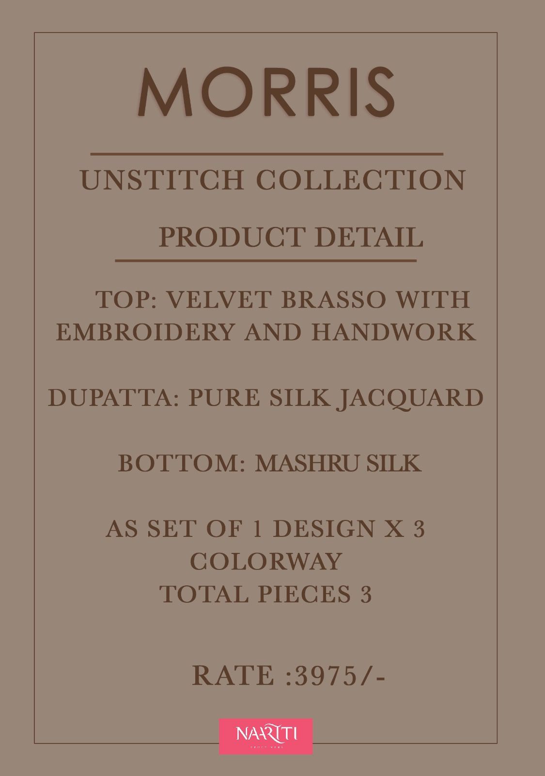 Morris Naariti Brasso Velvet Suits Manufacturer Gujarat