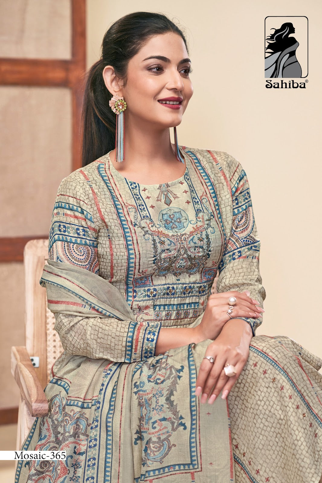 Mosaic Sahiba Muslin Pant Style Suits Manufacturer India