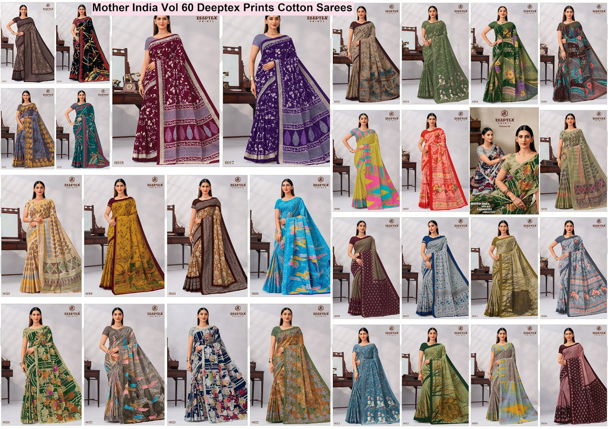 Mother India Vol 60 Deeptex Prints Cotton Sarees Exporter