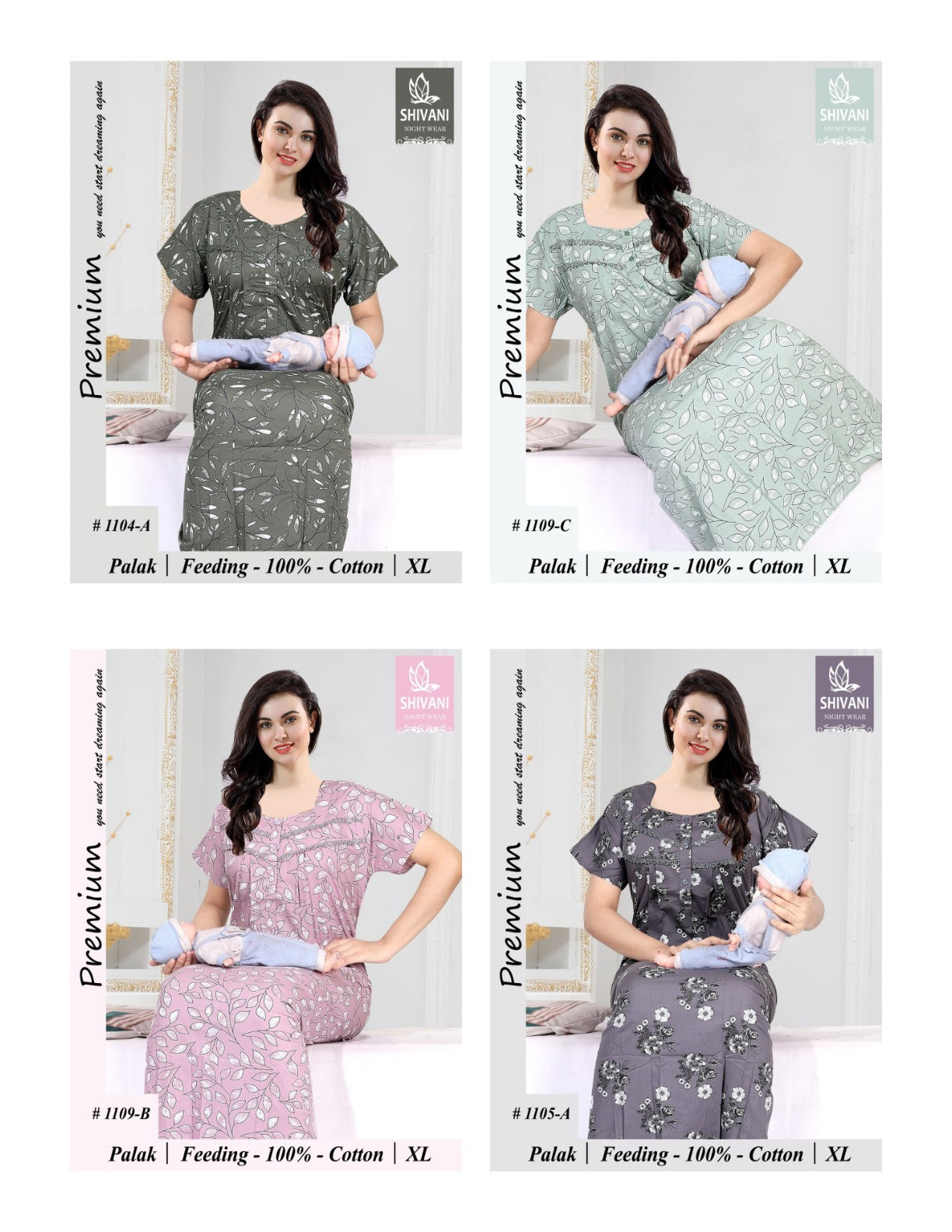 Mother Palak Shivani Cotton Feeding Night Gown Wholesaler Gujarat