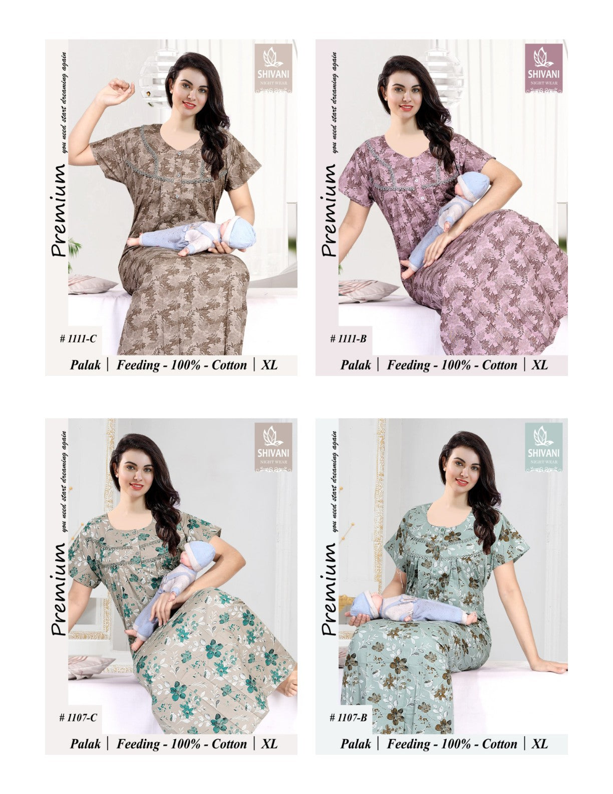 Mother Palak Shivani Cotton Feeding Night Gown Wholesaler Gujarat