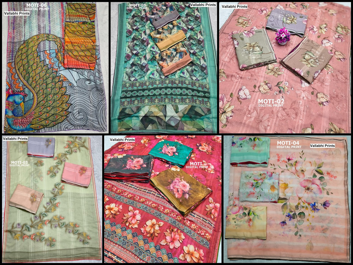 Moti Vallabhi Prints Georgette Sarees Exporter