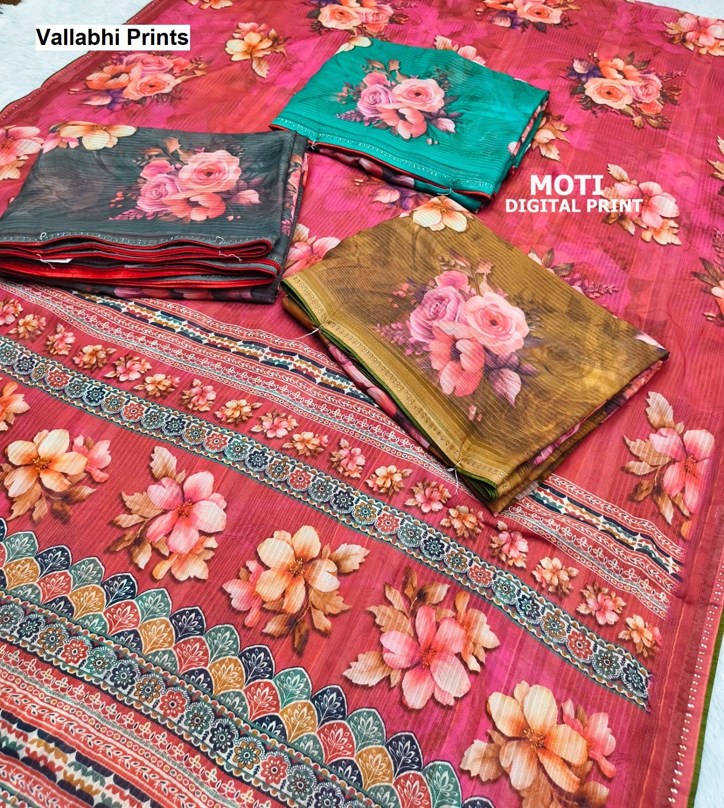Moti Vallabhi Prints Georgette Sarees Exporter