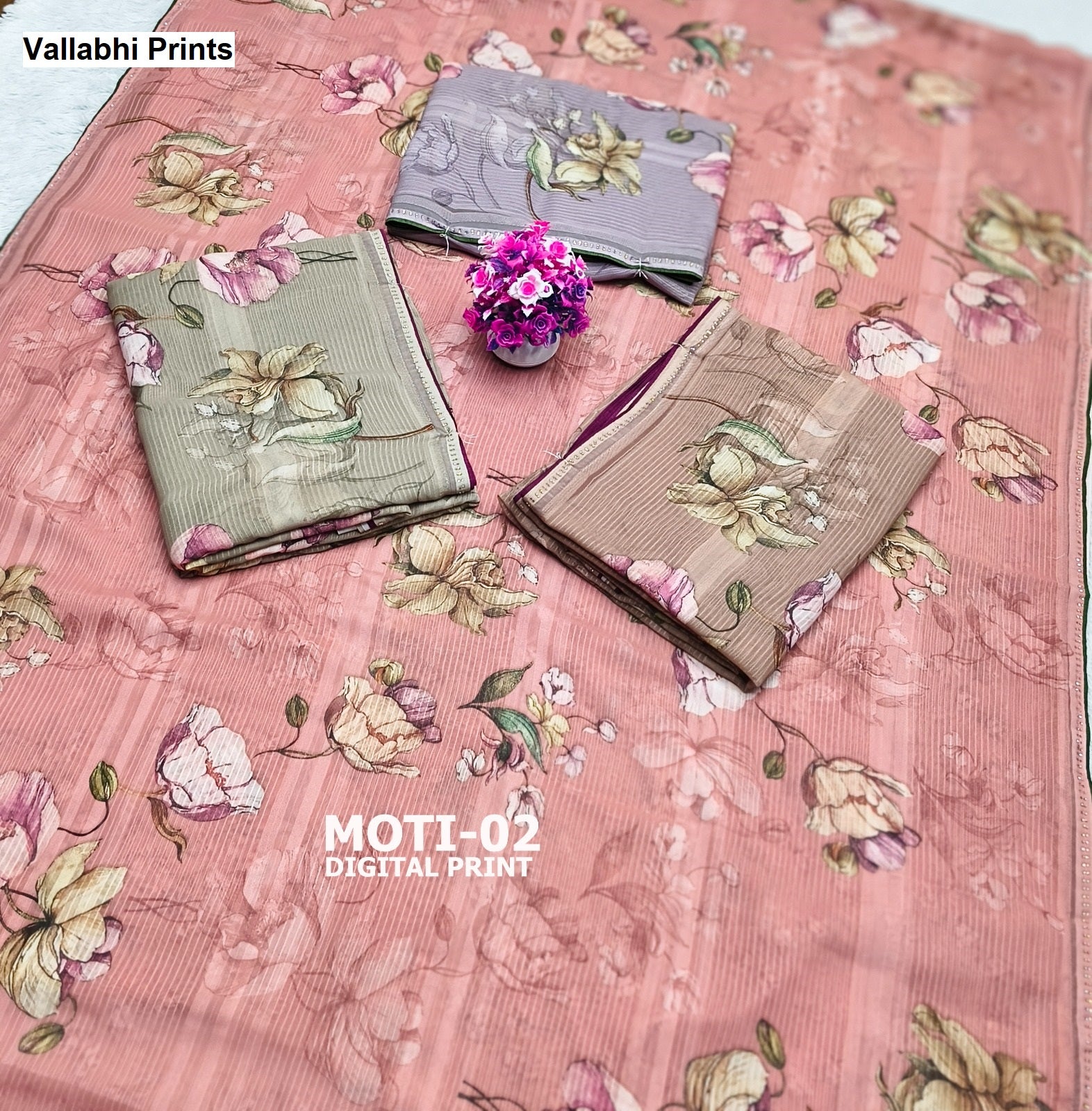 Moti Vallabhi Prints Georgette Sarees Exporter