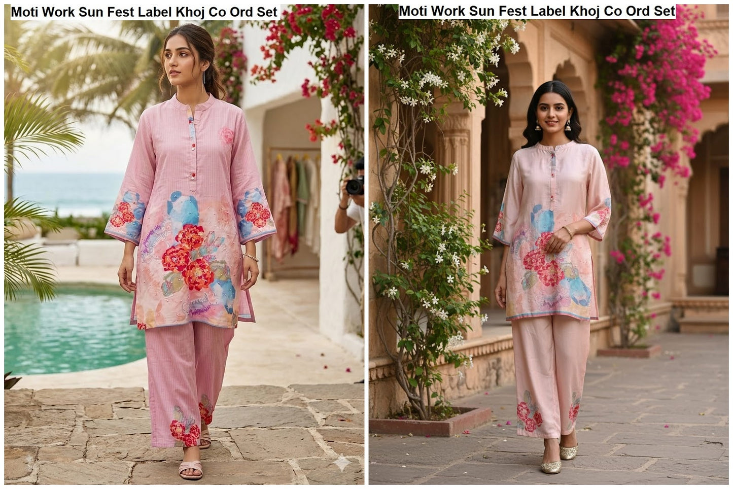 Moti Work Sun Fest Label Khoj Viscose Muslin Co Ord Set Wholesaler Ahmedabad