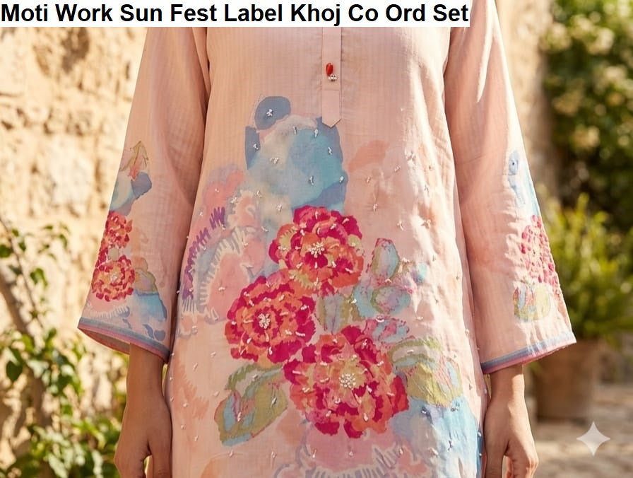 Moti Work Sun Fest Label Khoj Viscose Muslin Co Ord Set Wholesaler Ahmedabad