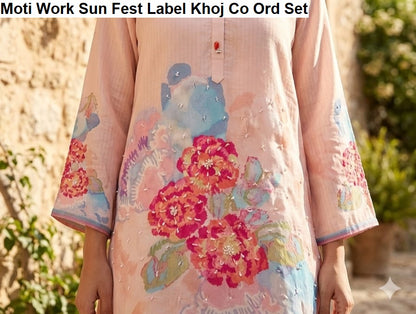 Moti Work Sun Fest Label Khoj Viscose Muslin Co Ord Set Wholesaler Ahmedabad