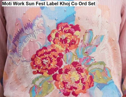 Moti Work Sun Fest Label Khoj Viscose Muslin Co Ord Set Wholesaler Ahmedabad