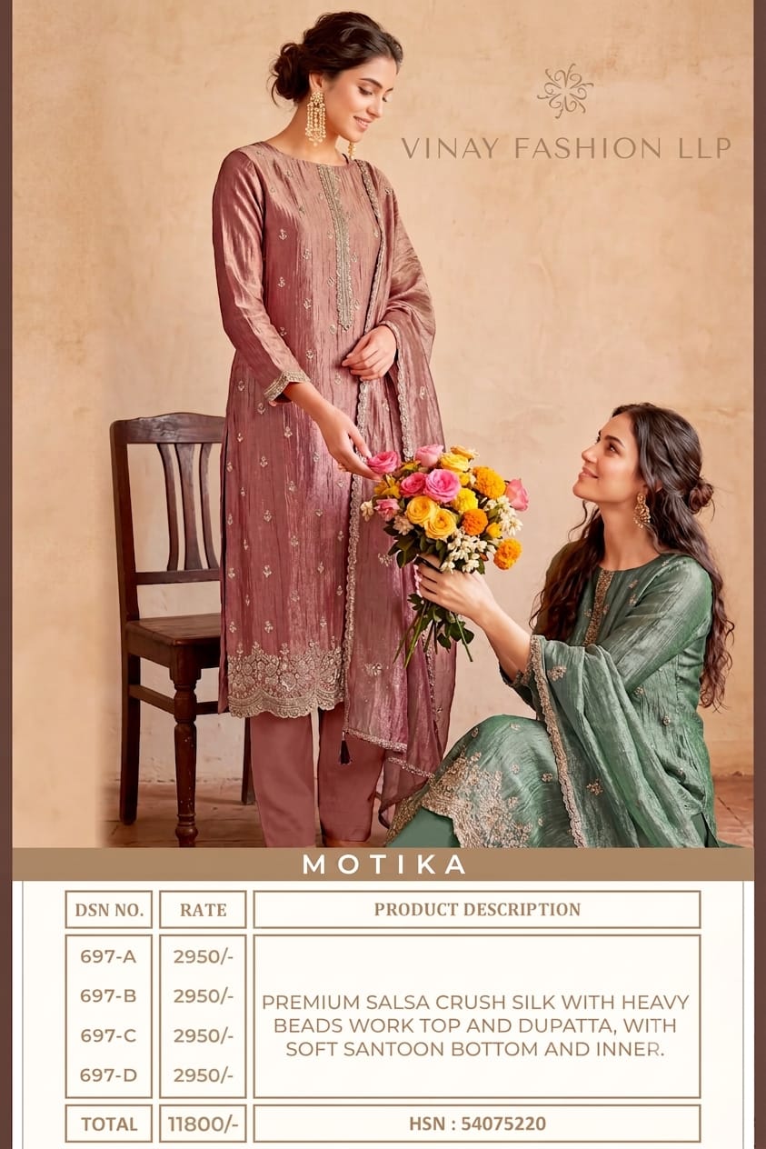Motika Kuleesh Vinay Fashion Llp Silk Pant Style Suits Wholesale Price