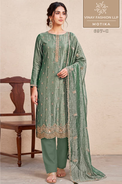 Motika Kuleesh Vinay Fashion Llp Silk Pant Style Suits Wholesale Price