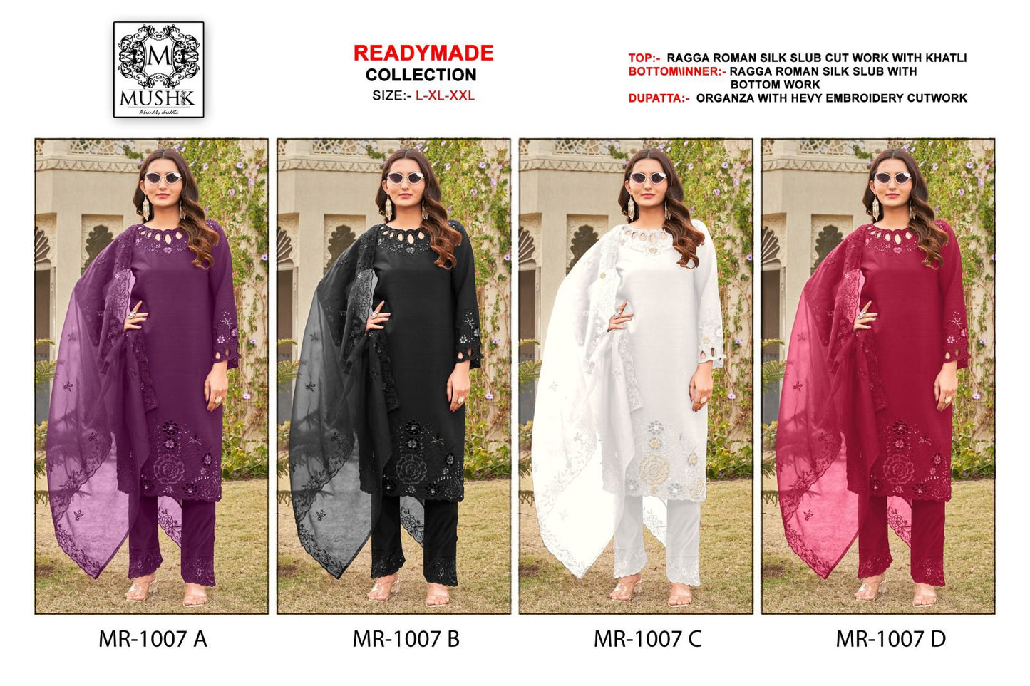 Mr 1007 Mushk Roman Silk Pakistani Readymade Suits Wholesale Price