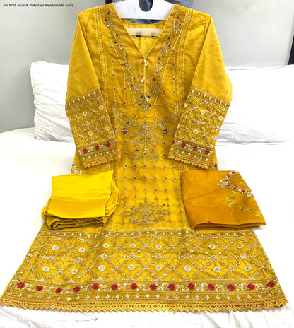 Mr 1028 Mushk Organza Pakistani Readymade Suits Manufacturer India