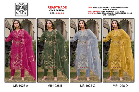 Mr 1028 Mushk Shraddha Designer Organza Pakistani Readymade Suits Manufacturer Ahmedabad