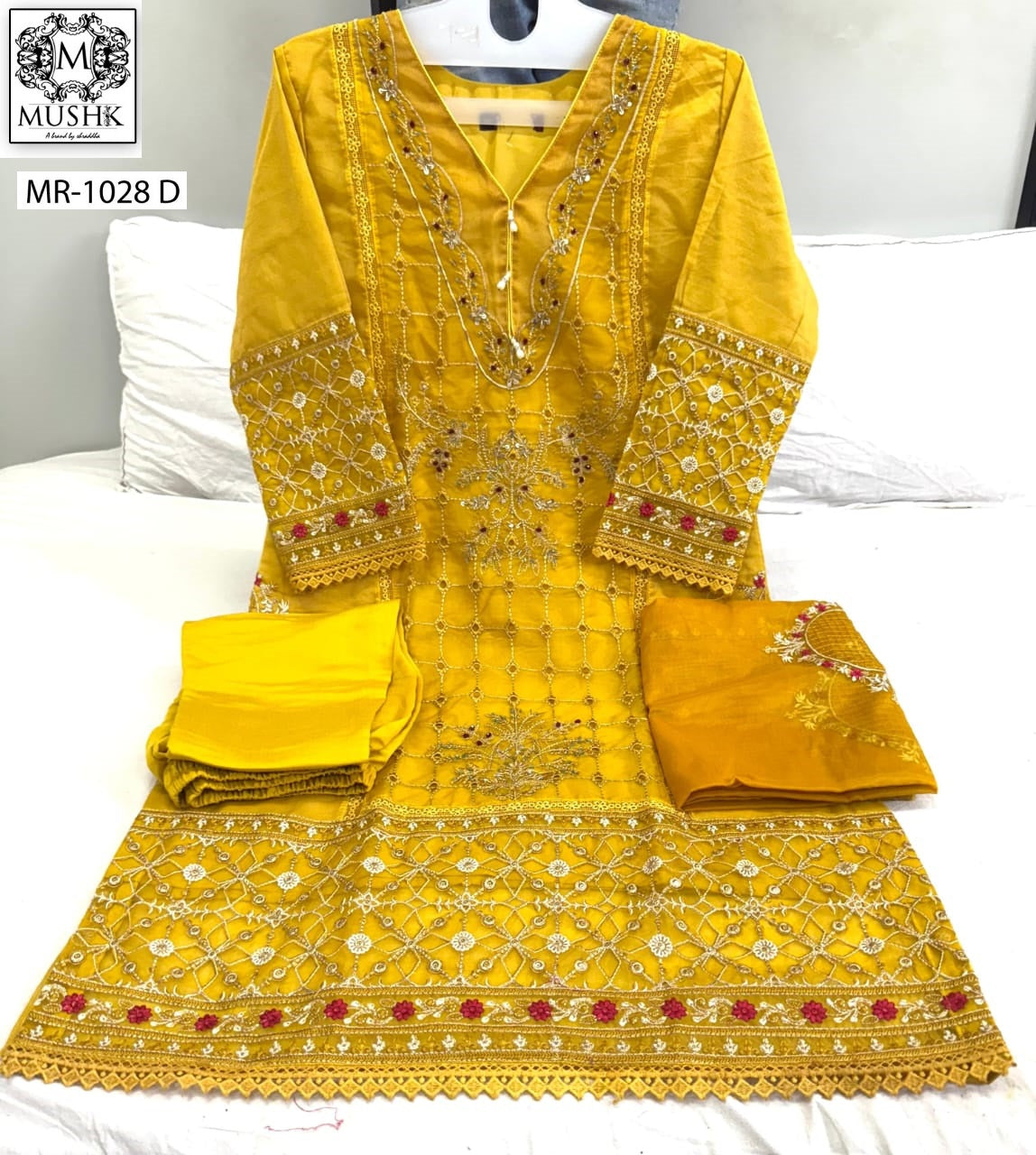 Mr 1028 Mushk Shraddha Designer Organza Pakistani Readymade Suits Manufacturer Ahmedabad