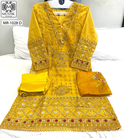 Mr 1028 Mushk Shraddha Designer Organza Pakistani Readymade Suits Manufacturer Ahmedabad