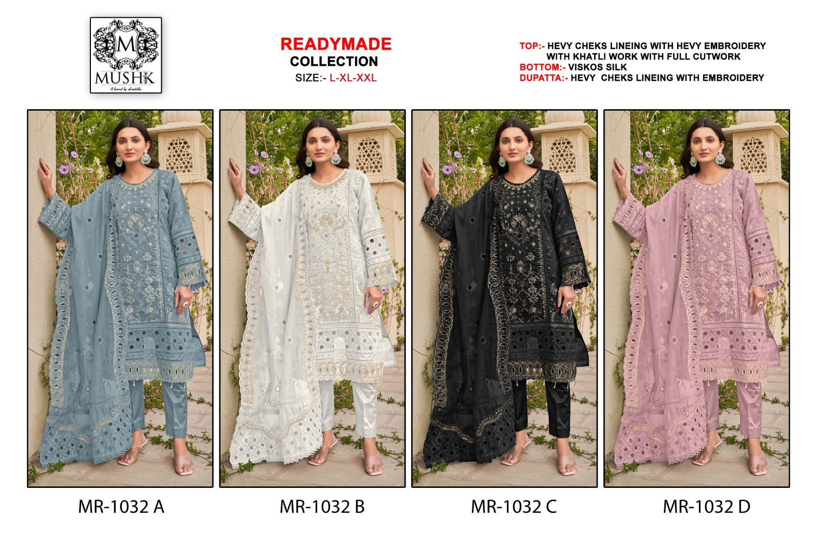 Mr 1032 Mushk Organza Pakistani Readymade Suits Wholesale