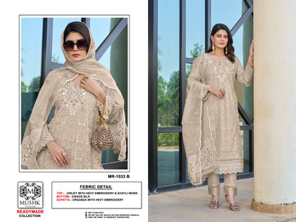 Mr 1033 Mushk Organza Pakistani Readymade Suits Supplier India