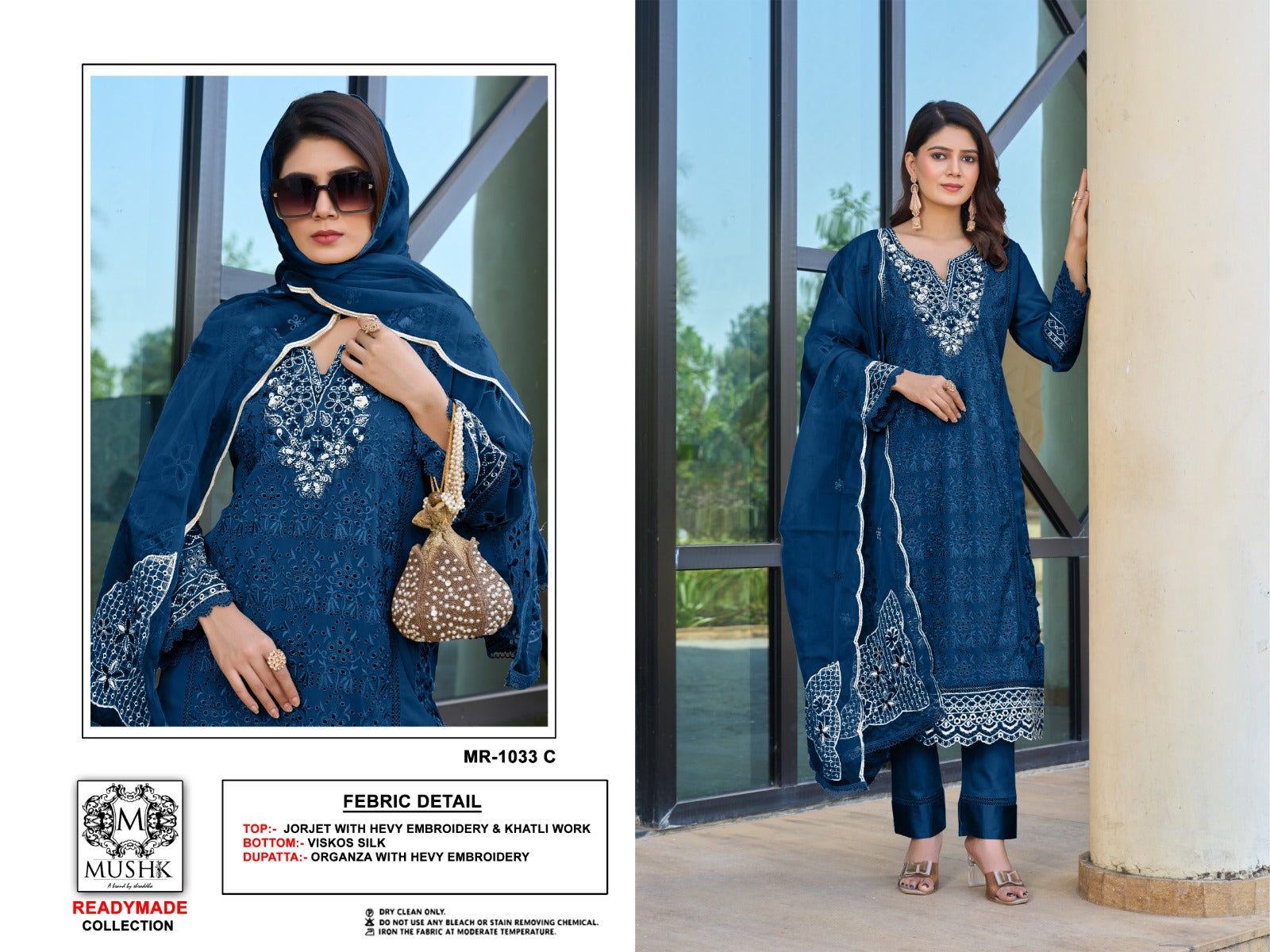 Mr 1033 Mushk Organza Pakistani Readymade Suits Supplier India