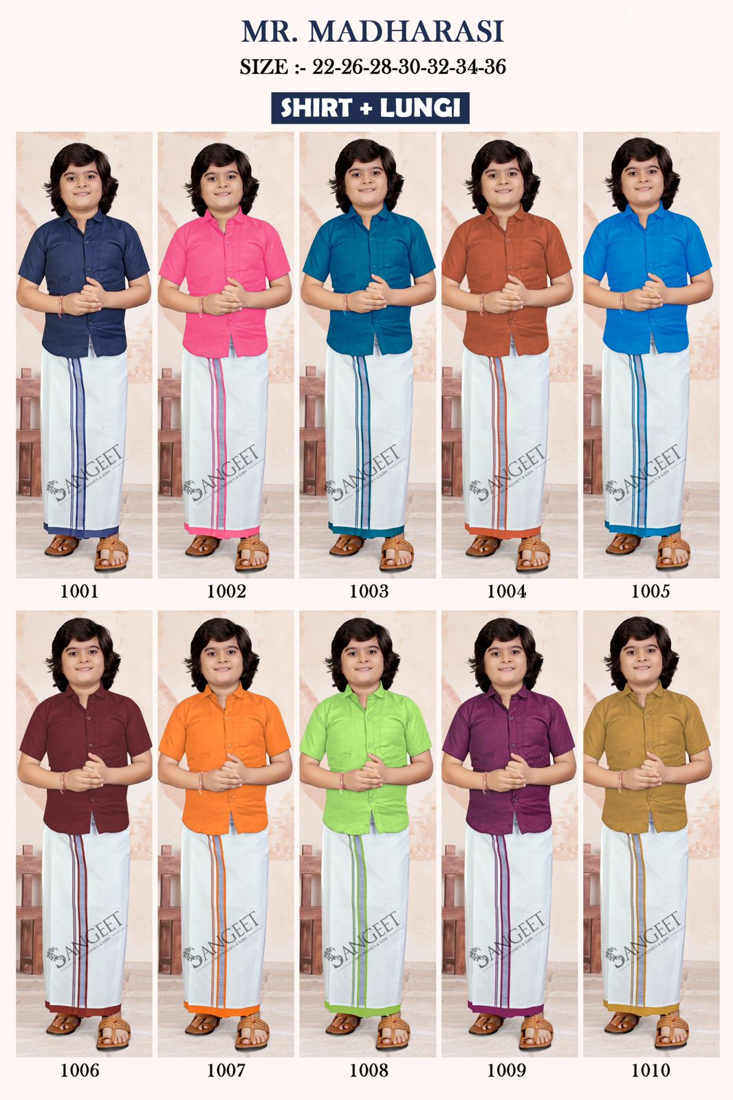 Mr Madharasi With Lungi Sangeet Slub Cotton Boys shirt Exporter India