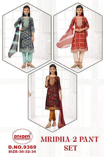 Mridha 2 Dn 9369 Dt Devi Roman Silk Girls Readymade Pant Suits Manufacturer Ahmedabad