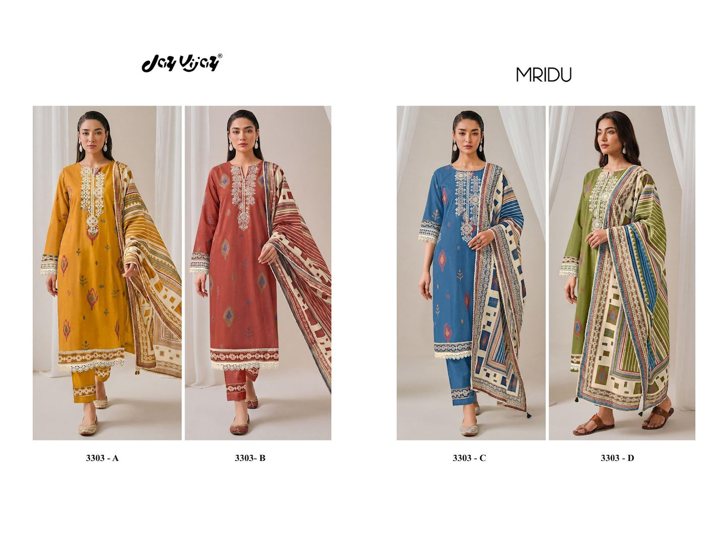 Mridu 3303 Jay Vijay Cotton Pant Style Suits Wholesaler