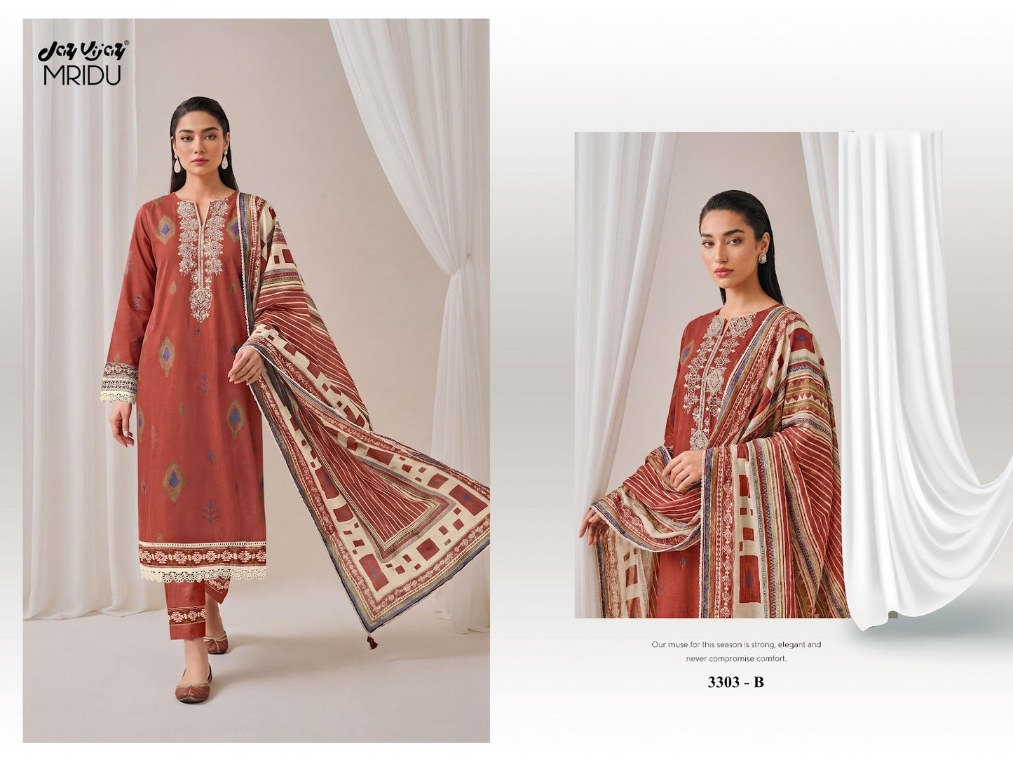 Mridu 3303 Jay Vijay Cotton Pant Style Suits Wholesaler