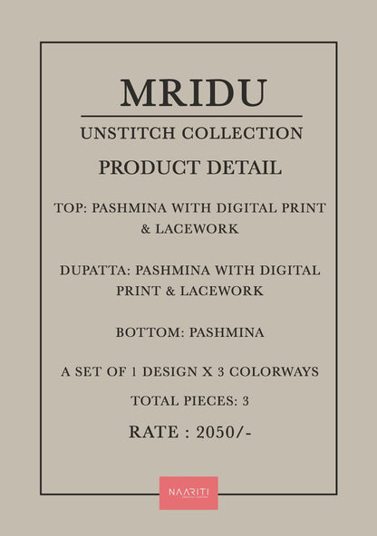 Mridu Naariti Pashmina Suits Manufacturer Ahmedabad
