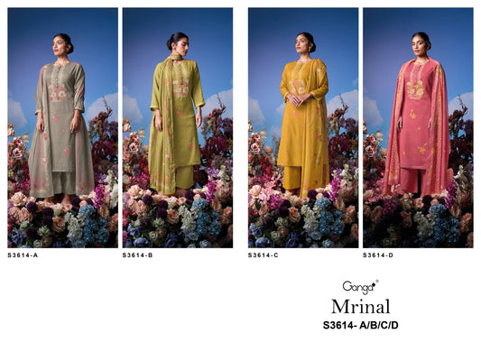 Mrinal 3614 Ganga Premium Cotton Plazzo Style Suits Exporter
