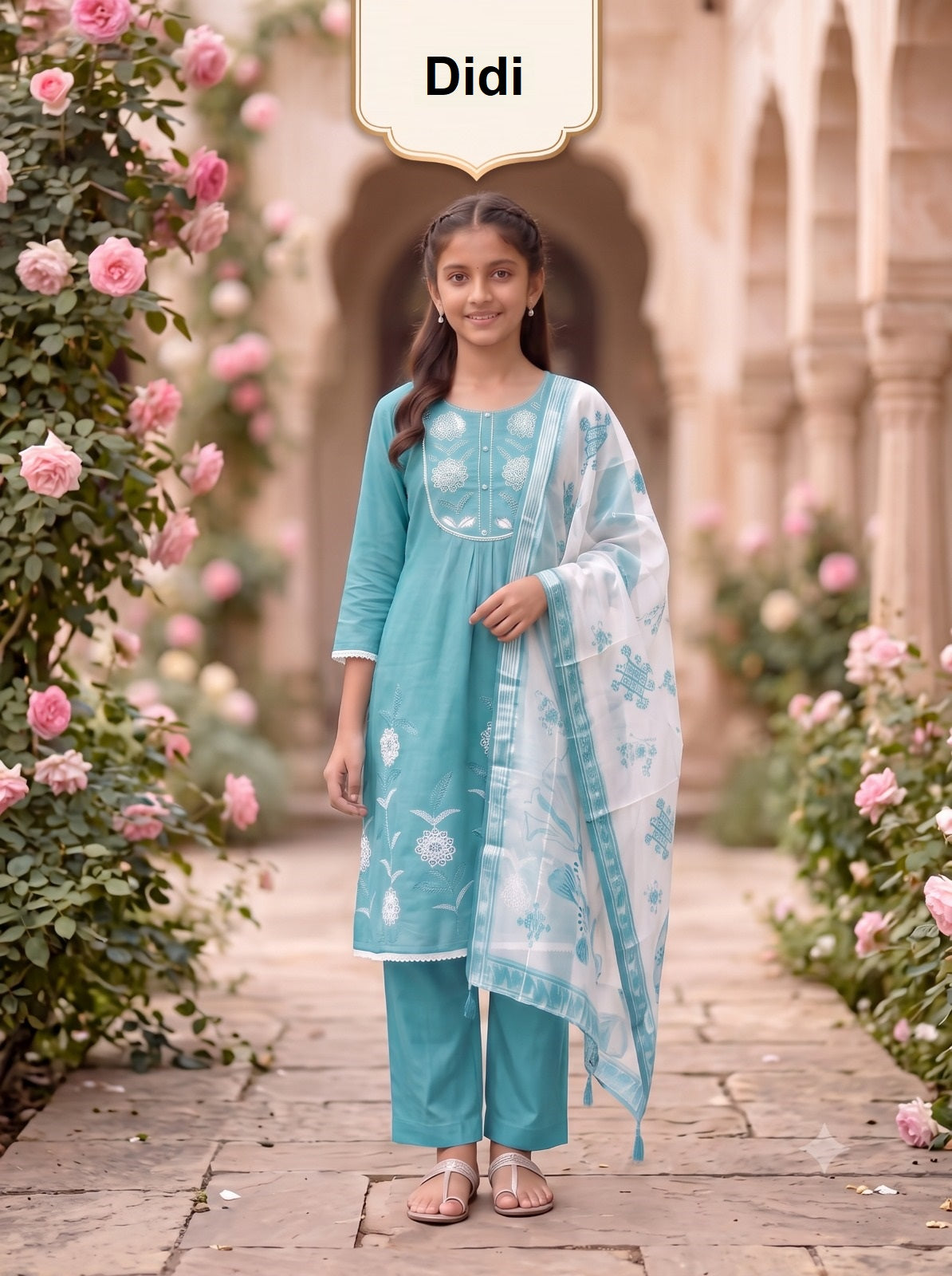 Mrinali 2 Dn 10369 Didi Mul Chanderi Girls Readymade Pant Suits Supplier Ahmedabad