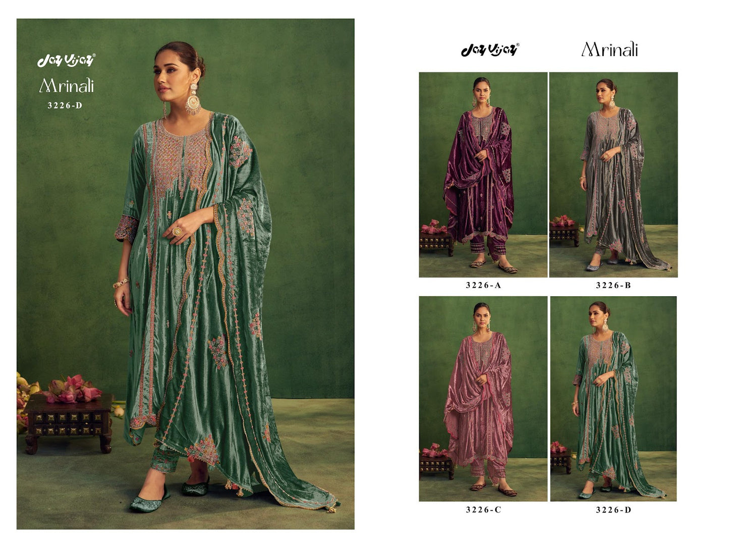 Mrinali 3226 Jay Vijay Pure Viscose Velvet Suits Supplier