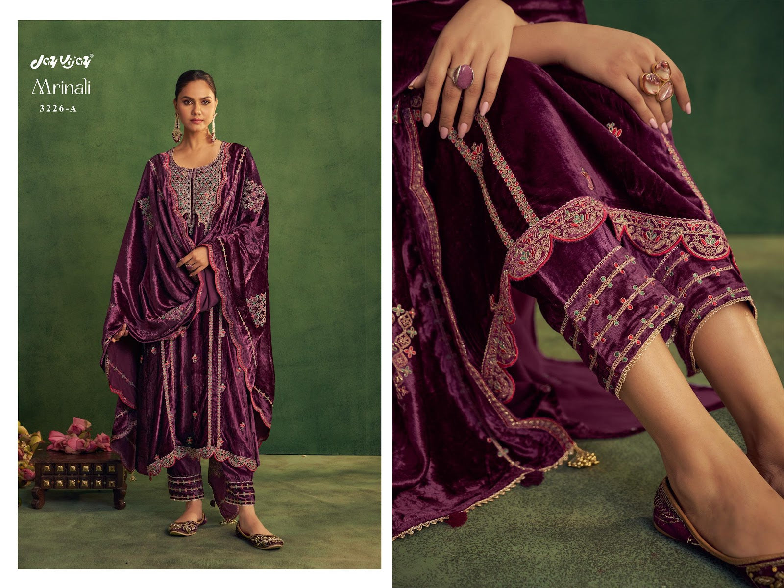 Mrinali 3226 Jay Vijay Pure Viscose Velvet Suits Supplier