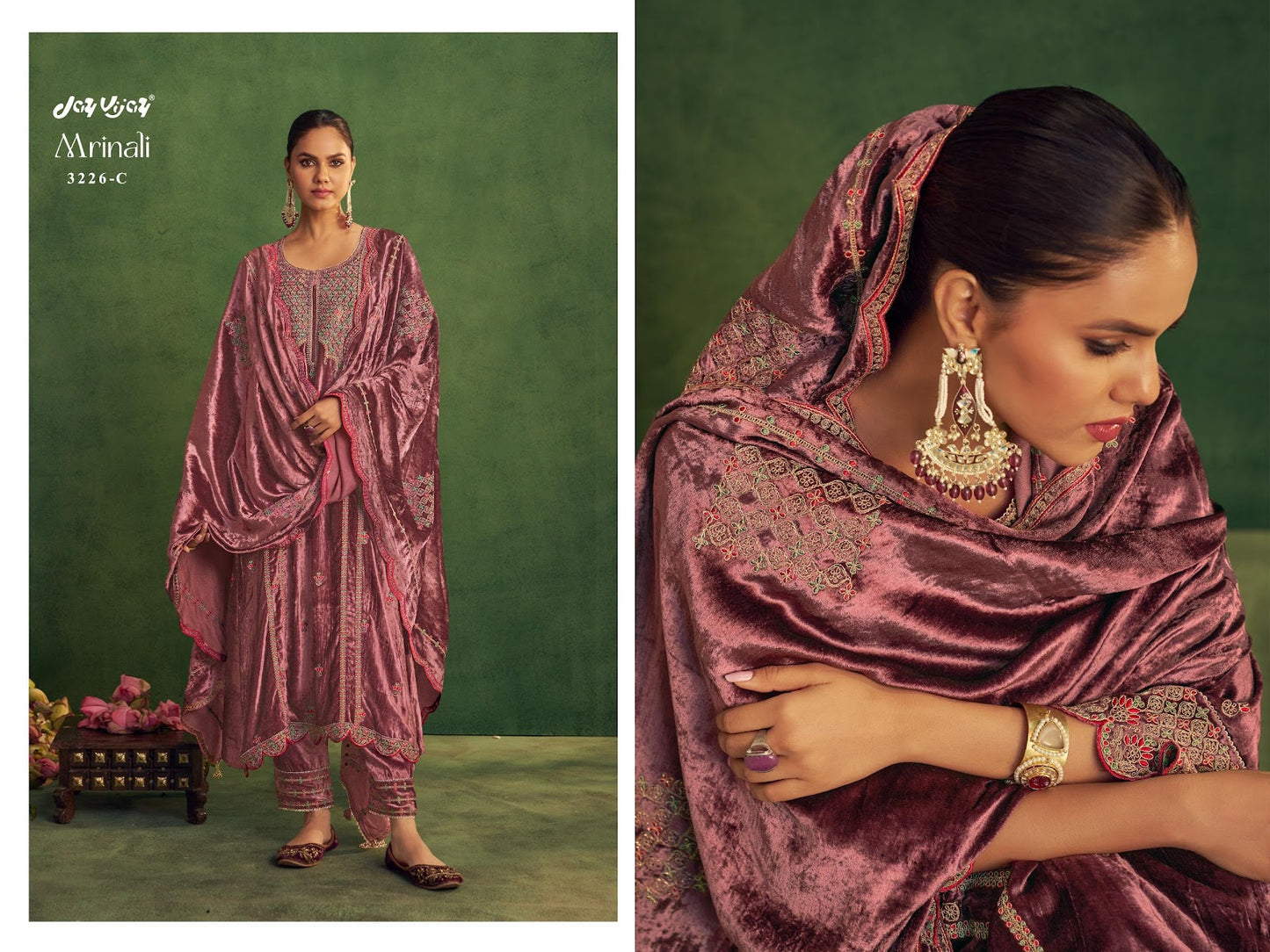 Mrinali 3226 Jay Vijay Pure Viscose Velvet Suits Supplier