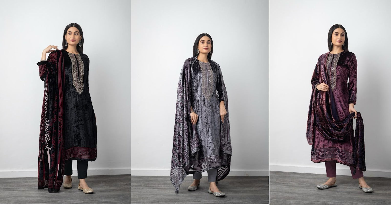 Mrinali Naariti Brasso Velvet Suits Exporter Ahmedabad
