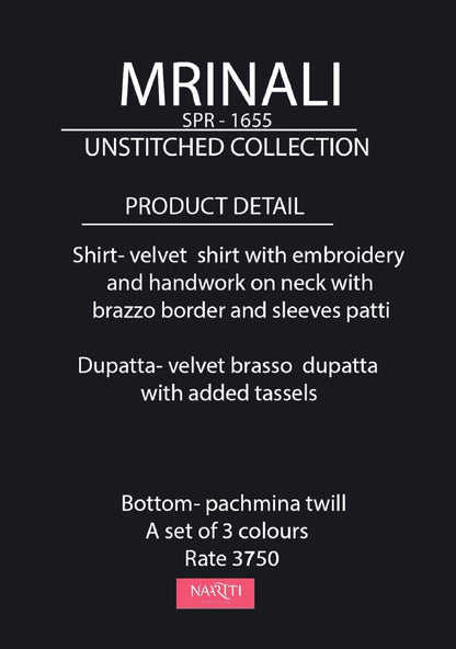 Mrinali Naariti Brasso Velvet Suits Exporter Ahmedabad