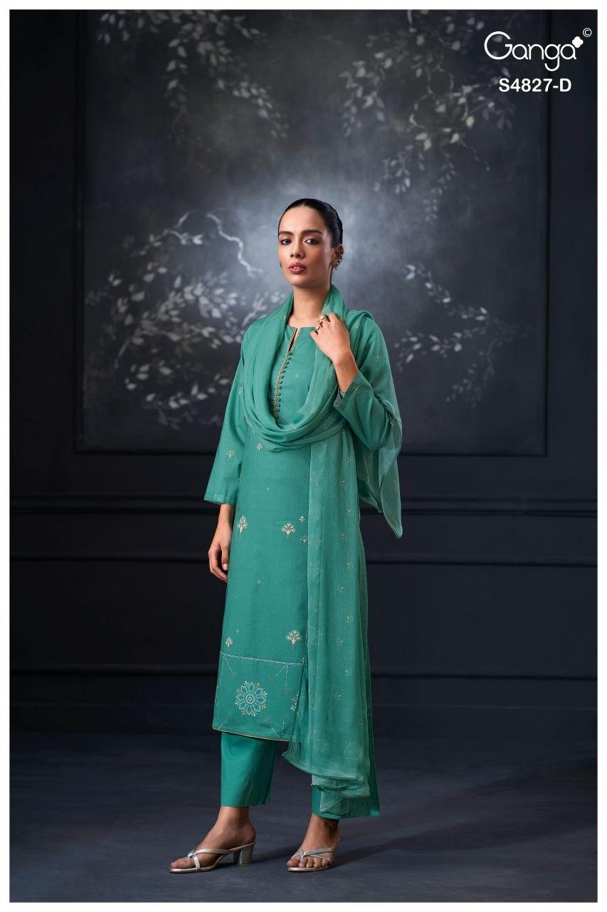 Mrinali S4827 Ganga Bemberg Pant Style Suits Exporter