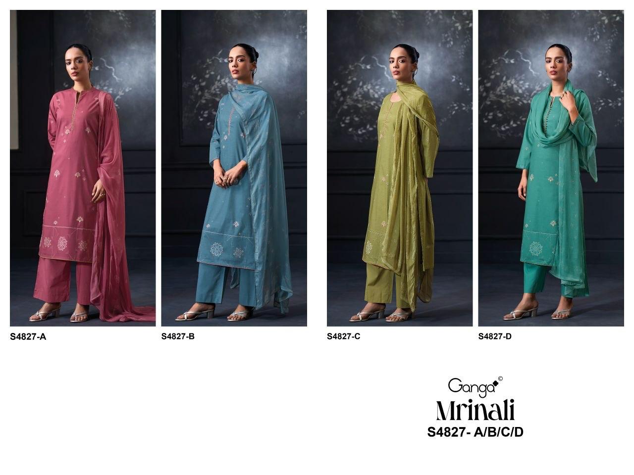 Mrinali S4827 Ganga Bemberg Pant Style Suits Exporter