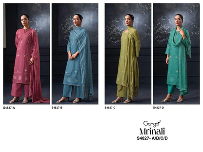 Mrinali S4827 Ganga Bemberg Pant Style Suits Exporter