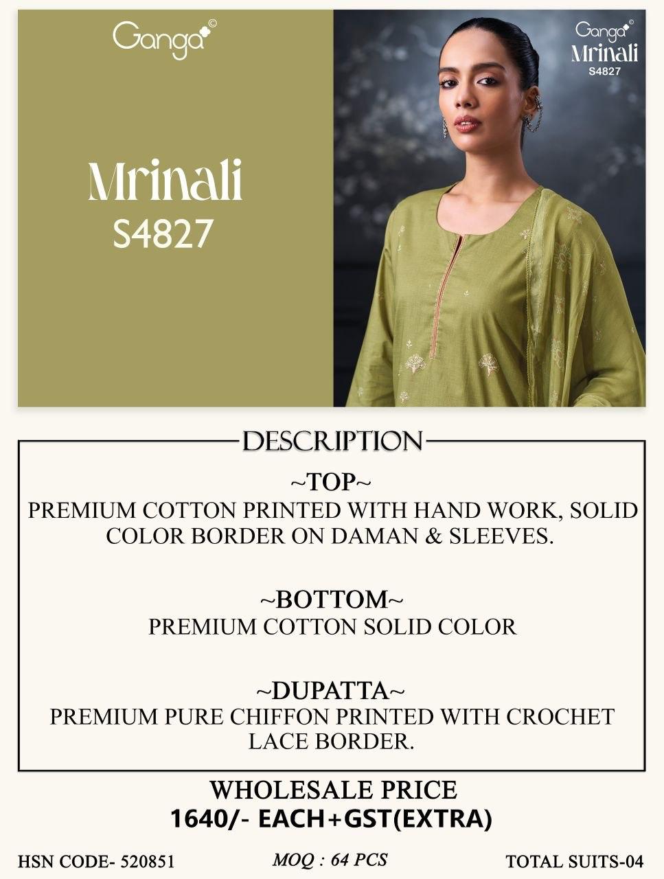 Mrinali S4827 Ganga Bemberg Pant Style Suits Exporter