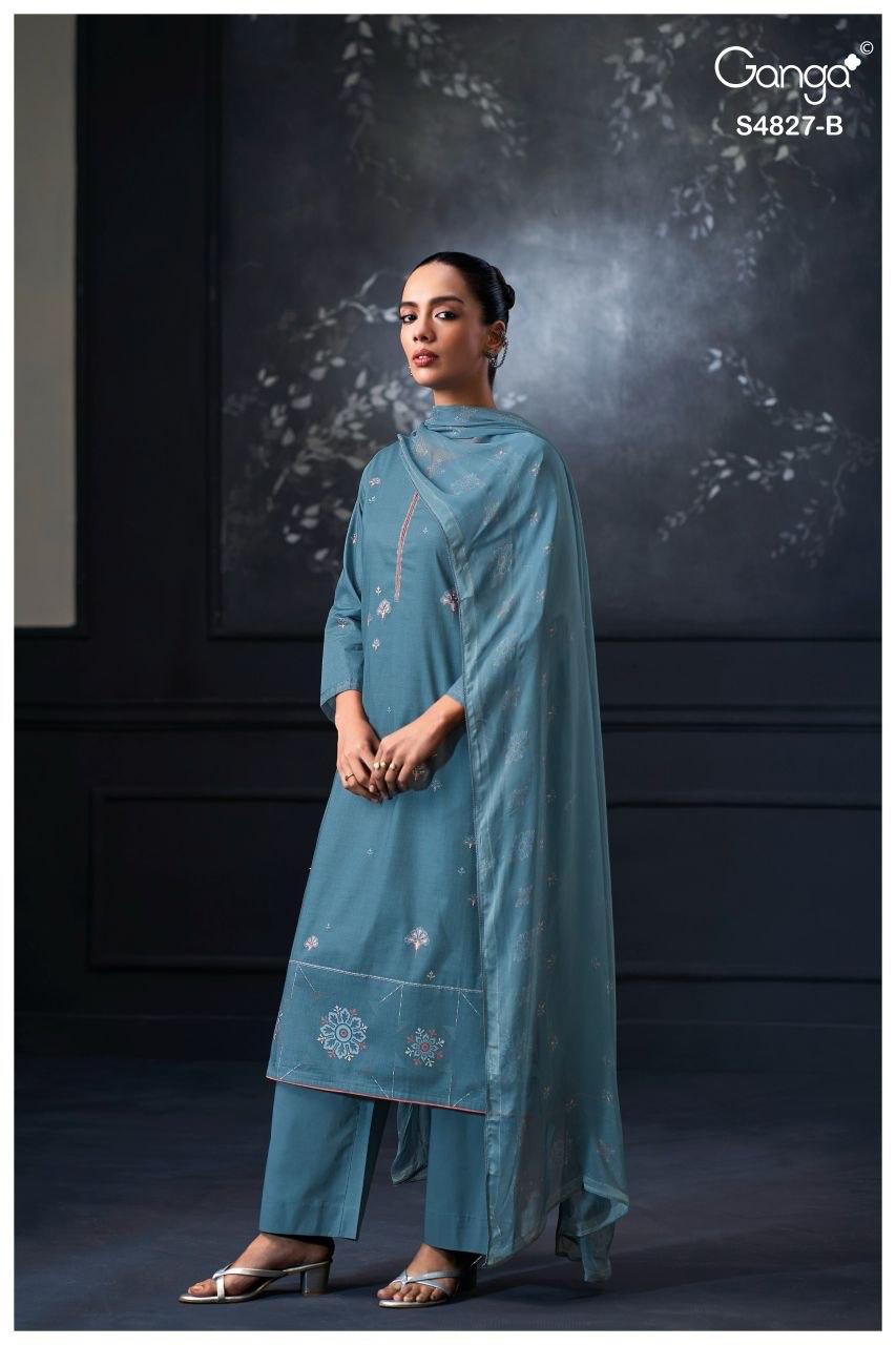 Mrinali S4827 Ganga Bemberg Pant Style Suits Exporter