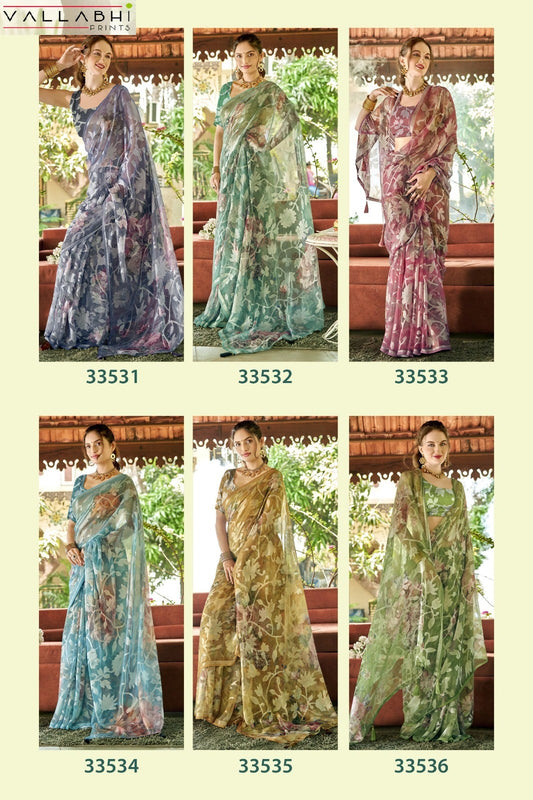 Mritanshi Vallabhi Prints Brasso Sarees Wholesale Price