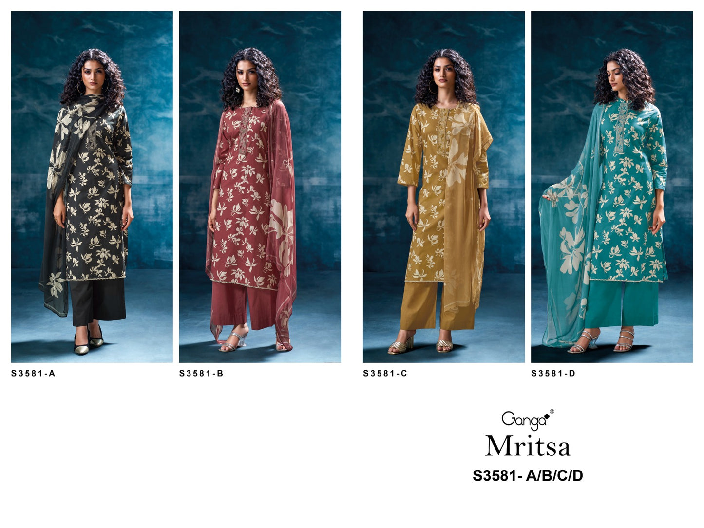 Mritsa 3581 Ganga Premium Cotton Plazzo Style Suits Wholesale Price