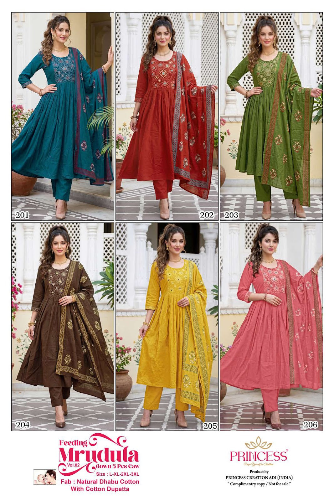 Mrudula Vol 2 Princess Creation Dhabu Cotton Feeding Readymade Suit Wholesaler