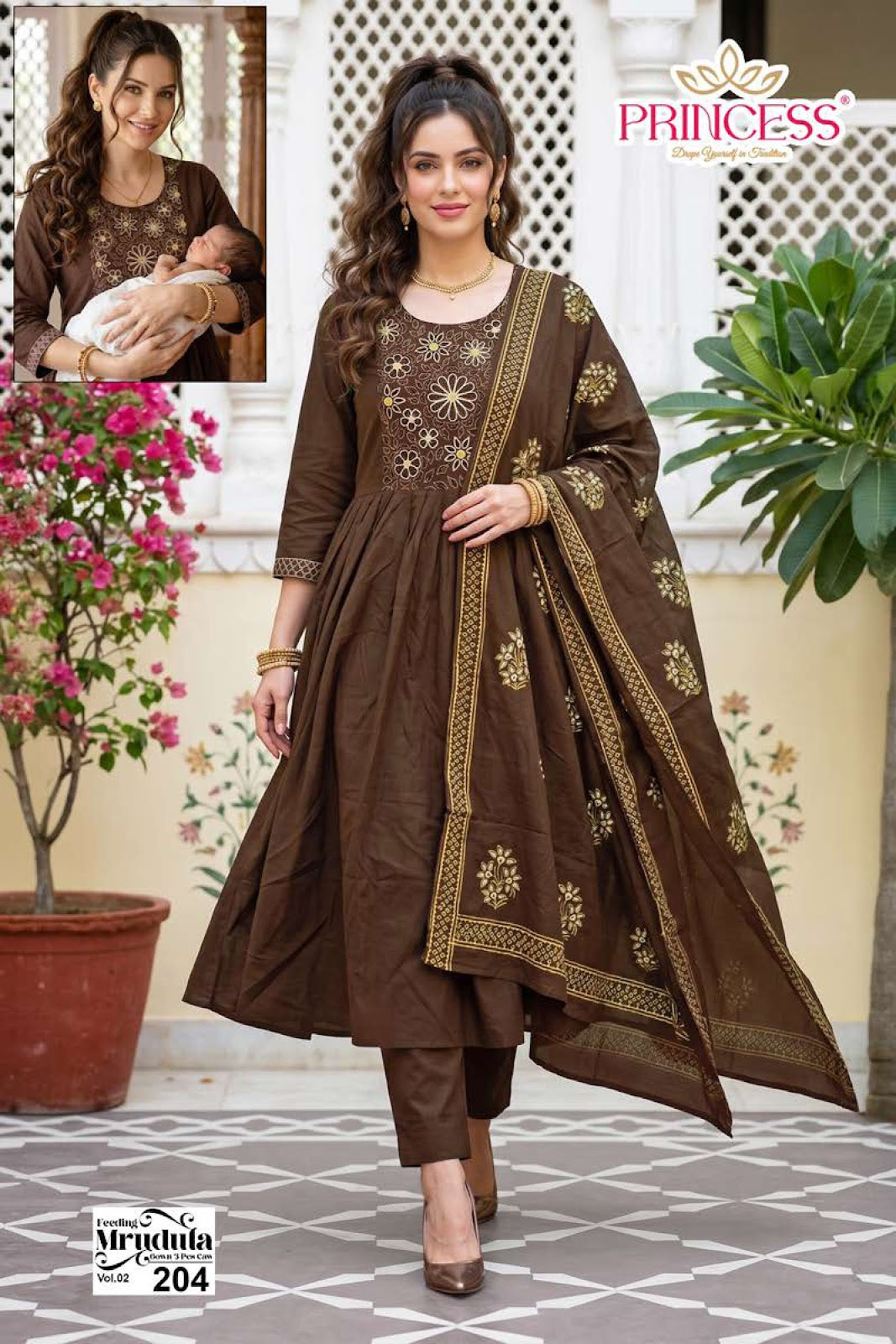 Mrudula Vol 2 Princess Creation Dhabu Cotton Feeding Readymade Suit Wholesaler