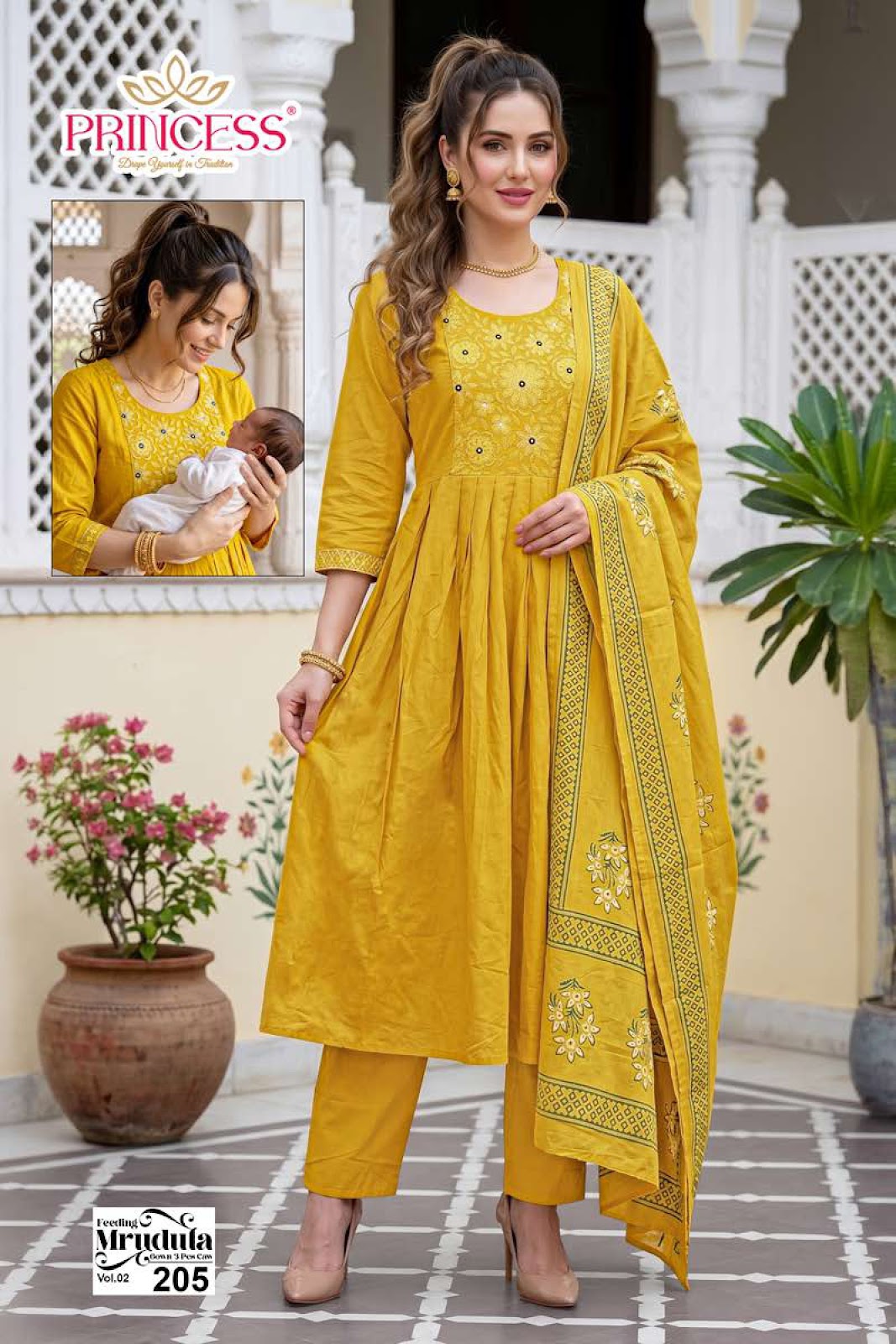 Mrudula Vol 2 Princess Creation Dhabu Cotton Feeding Readymade Suit Wholesaler