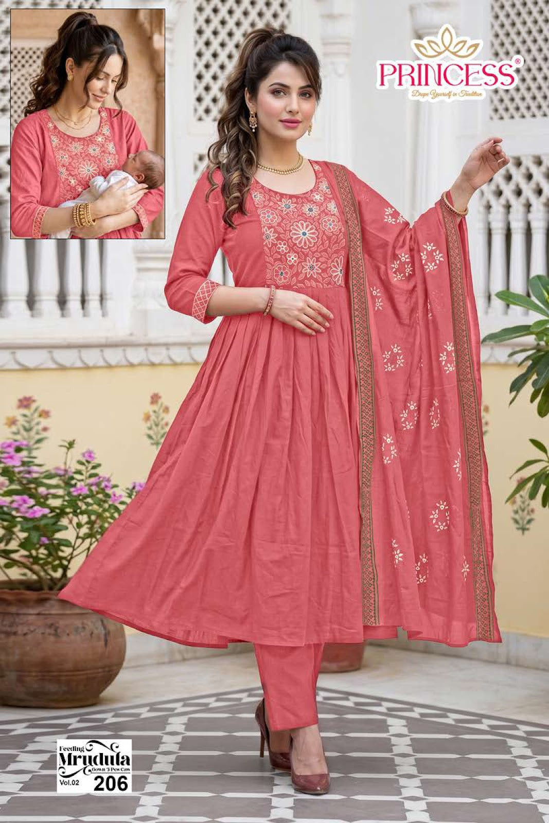 Mrudula Vol 2 Princess Creation Dhabu Cotton Feeding Readymade Suit Wholesaler
