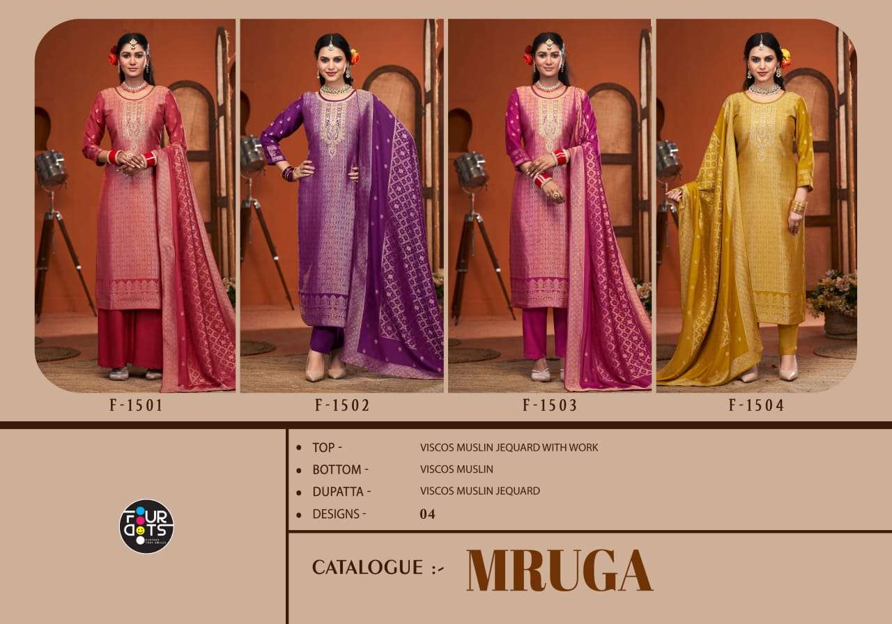Mruga Four Dots Viscose Muslin Pant Style Suits Wholesaler Gujarat
