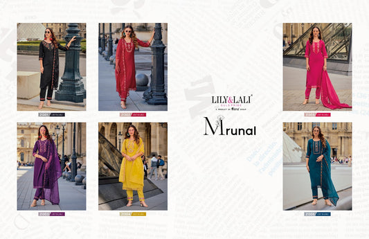 Mrunal Lily Lali Self Jacquard Readymade Pant Style Suits Supplier Ahmedabad